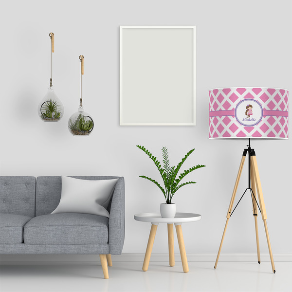 Diamond Print w/Princess 12" Drum Lampshade - LIFESTYLE