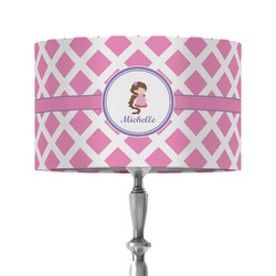 Diamond Print w/Princess 12" Drum Lamp Shade - Fabric (Personalized)