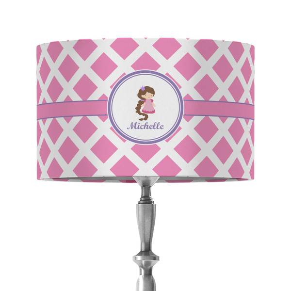Custom Diamond Print w/Princess 12" Drum Lamp Shade - Fabric (Personalized)