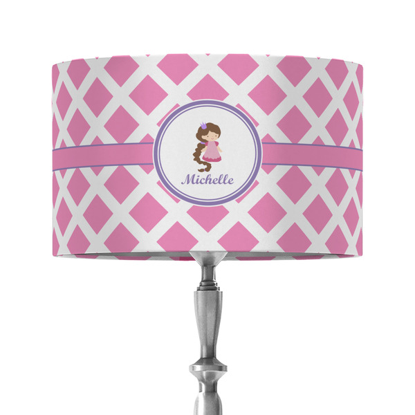Diamond Print w/Princess 12" Drum Lampshade - ON STAND (Fabric)
