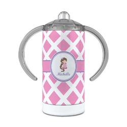 Diamond Print w/Princess 12 oz Stainless Steel Sippy Cup (Personalized)