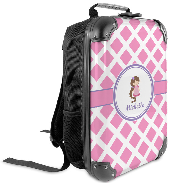 Custom Diamond Print w/Princess Kids Hard Shell Backpack (Personalized)