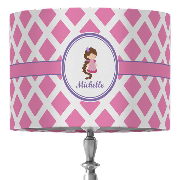 Custom Diamond Print w/Princess 16" Drum Lamp Shade - Fabric (Personalized)