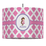 Diamond Print w/Princess 16" Drum Pendant Lamp - Fabric (Personalized)