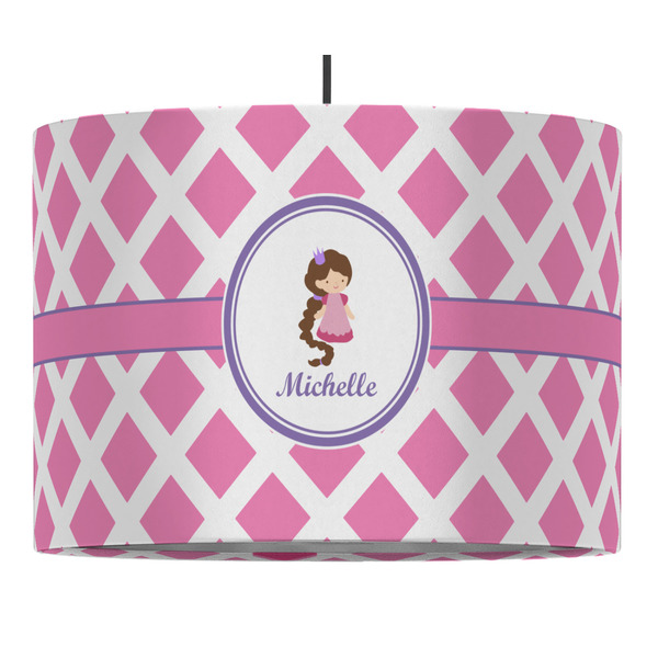 Diamond Print w/Princess 16" Drum Lampshade - PENDANT (Fabric)