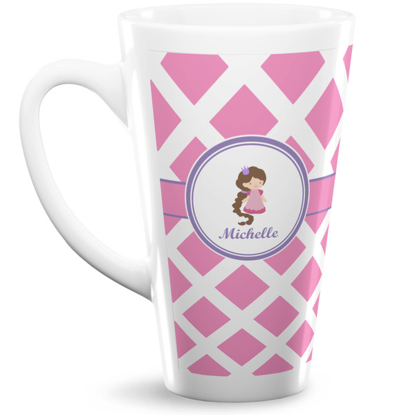Custom Diamond Print w/Princess 16 Oz Latte Mug (Personalized)