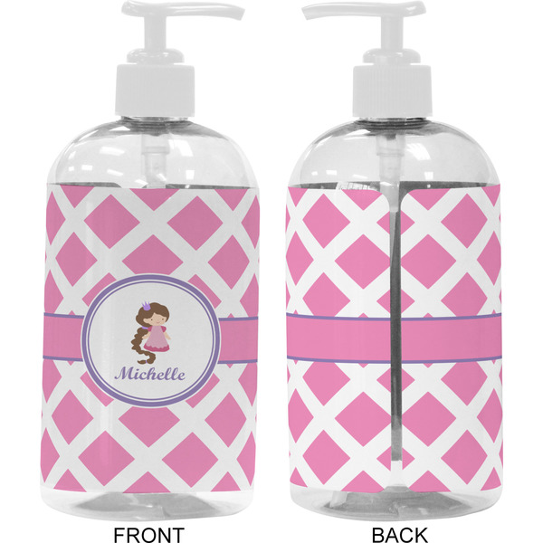 Diamond Print w/Princess 16 oz Plastic Liquid Dispenser- Approval- White