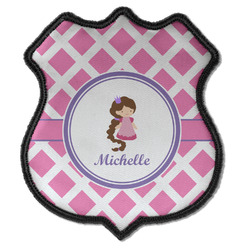 Diamond Print w/Princess Iron On Shield Patch C w/ Name or Text