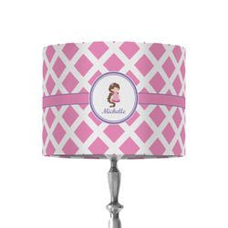 Diamond Print w/Princess 8" Drum Lamp Shade - Fabric (Personalized)