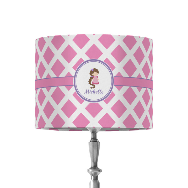 Custom Diamond Print w/Princess 8" Drum Lamp Shade - Fabric (Personalized)