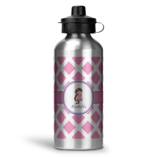 Custom Diamond Print w/Princess Water Bottle - Aluminum - 20 oz (Personalized)