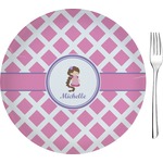 Diamond Print w/Princess 8" Glass Appetizer / Dessert Plates - Single or Set (Personalized)