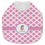 Diamond Print w/Princess Jersey Knit Baby Bib w/ Name or Text