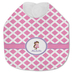 Diamond Print w/Princess Jersey Knit Baby Bib w/ Name or Text