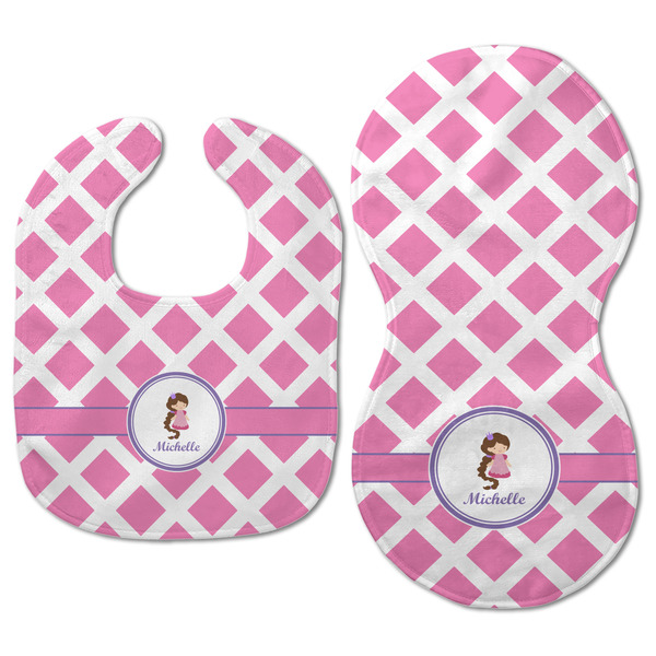 Diamond Print w/Princess Baby Bib & Burp Set - Approval (new bib & burp)