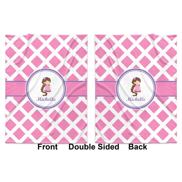 Diamond Print w/Princess Baby Blanket (Double Sided - Printed Front and Back)