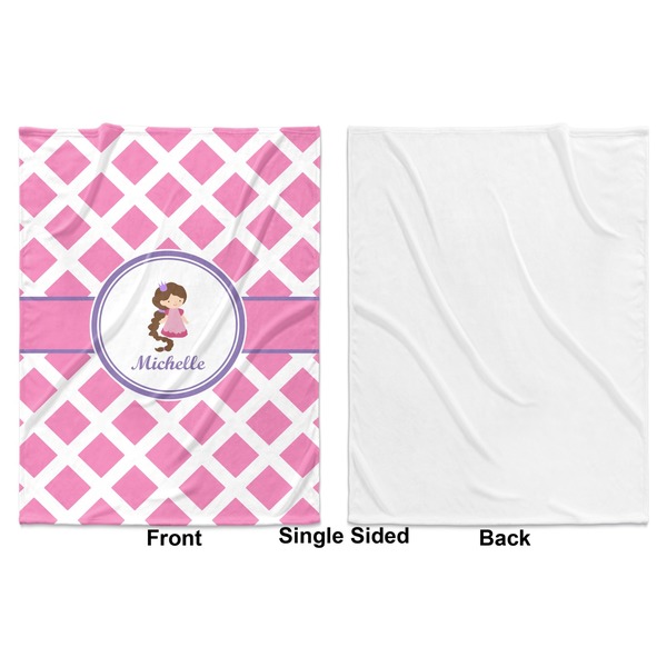 Diamond Print w/Princess Baby Blanket (Single Side - Printed Front, White Back)