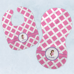 Diamond Print w/Princess Baby Bib & Burp Set w/ Name or Text