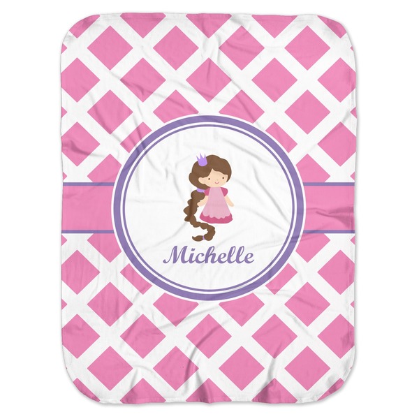 Custom Diamond Print w/Princess Baby Swaddling Blanket (Personalized)
