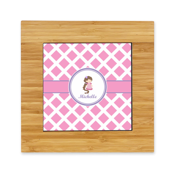 Custom Diamond Print w/Princess Bamboo Trivet with Ceramic Tile Insert (Personalized)