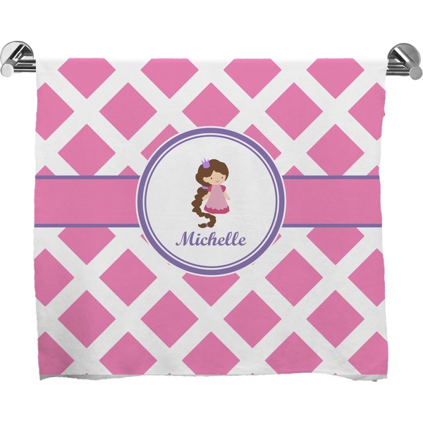 Custom Diamond Print w/Princess Bath Towel (Personalized)
