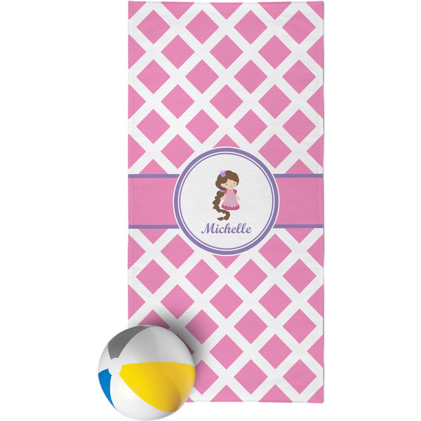 Custom Diamond Print w/Princess Beach Towel (Personalized)