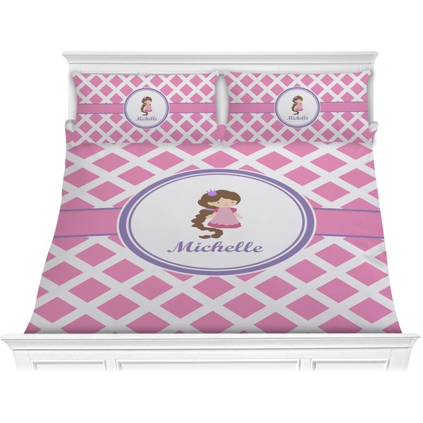 Custom Diamond Print w/Princess Comforter Set - King (Personalized)