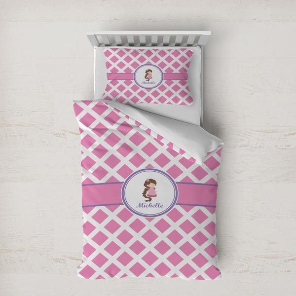 Custom Diamond Print w/Princess Duvet Cover Set - Twin XL (Personalized)