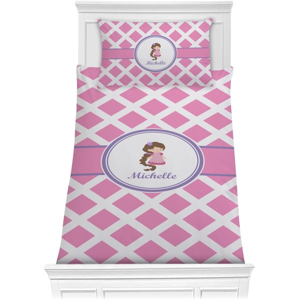 Custom Diamond Print w/Princess Comforter Set - Twin XL (Personalized)