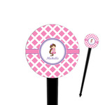 Diamond Print w/Princess 4" Round Plastic Food Picks - Black - Double Sided (Personalized)