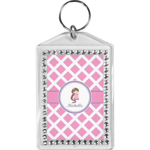 Custom Diamond Print w/Princess Bling Keychain (Personalized)