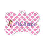 Diamond Print w/Princess Bone Shaped Dog ID Tag - Small (Personalized)