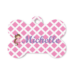 Diamond Print w/Princess Bone Shaped Dog ID Tag - Small (Personalized)