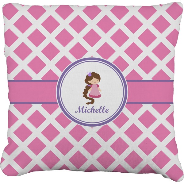 Custom Diamond Print w/Princess Faux-Linen Throw Pillow 26" (Personalized)