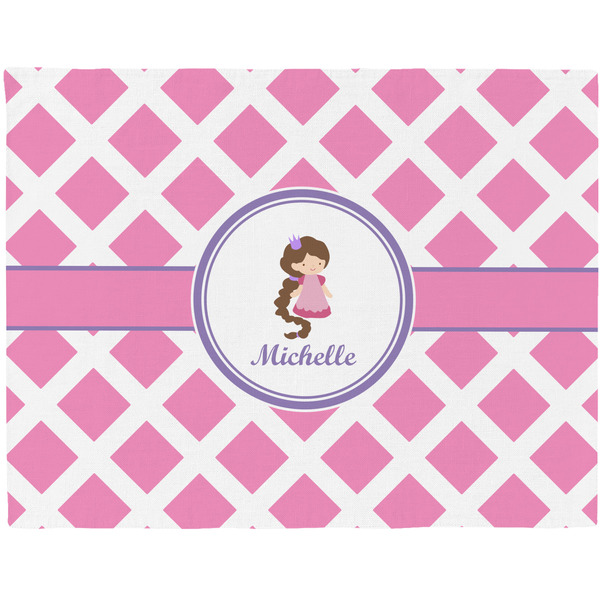 Custom Diamond Print w/Princess Woven Fabric Placemat - Twill w/ Name or Text