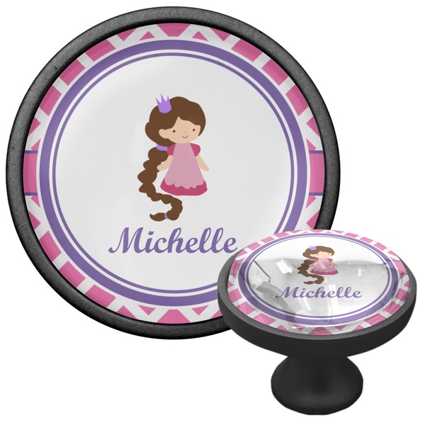 Diamond Print w/Princess Cabinet Knob - Black - Multi Angle