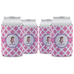 Diamond Print w/Princess Can Cooler (12 oz) - Set of 4 w/ Name or Text