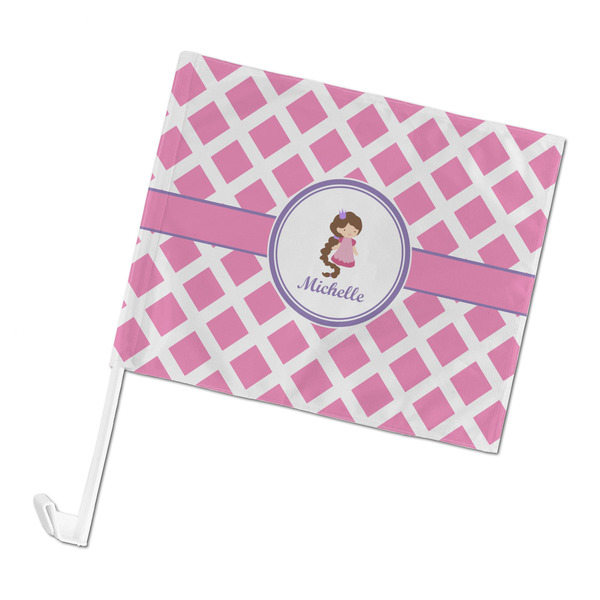Custom Diamond Print w/Princess Car Flag - Large (Personalized)