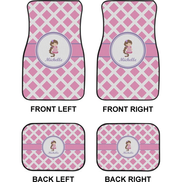 Diamond Print w/Princess Car Floor Mats Set (2F + 2B)