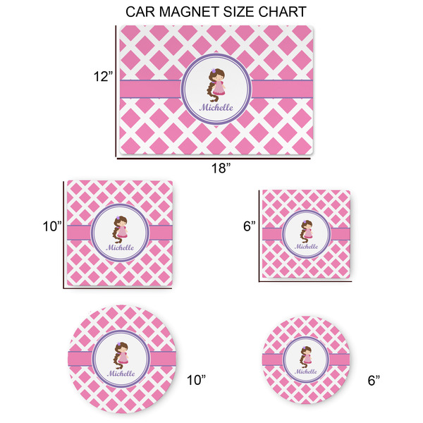 Diamond Print w/Princess Car Magnets - SIZE CHART