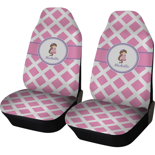 Custom Diamond Print w/Princess Car Seat Covers (Set of Two) (Personalized)