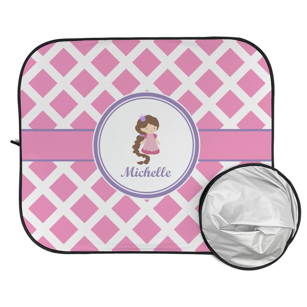 Diamond Print w/Princess Car Sun Shades - FOLDED & UNFOLDED