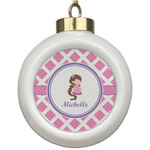 Diamond Print w/Princess Ceramic Ball Ornament (Personalized)
