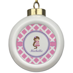 Diamond Print w/Princess Ceramic Ball Ornament (Personalized)