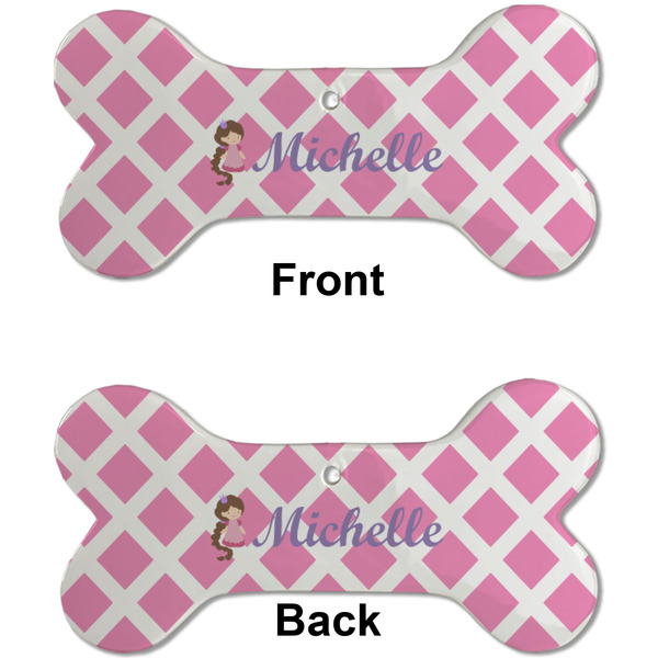 Diamond Print w/Princess Ceramic Flat Ornament - Bone Front & Back (APPROVAL)