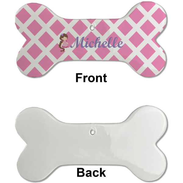Diamond Print w/Princess Ceramic Flat Ornament - Bone Front & Back Single Print (APPROVAL)