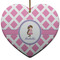 Diamond Print w/Princess Ceramic Flat Ornament - Heart (Front)