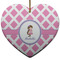 Diamond Print w/Princess Heart Ceramic Ornament w/ Name or Text
