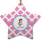 Diamond Print w/Princess Ceramic Flat Ornament - Star (Front)