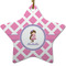 Diamond Print w/Princess Star Ceramic Ornament w/ Name or Text